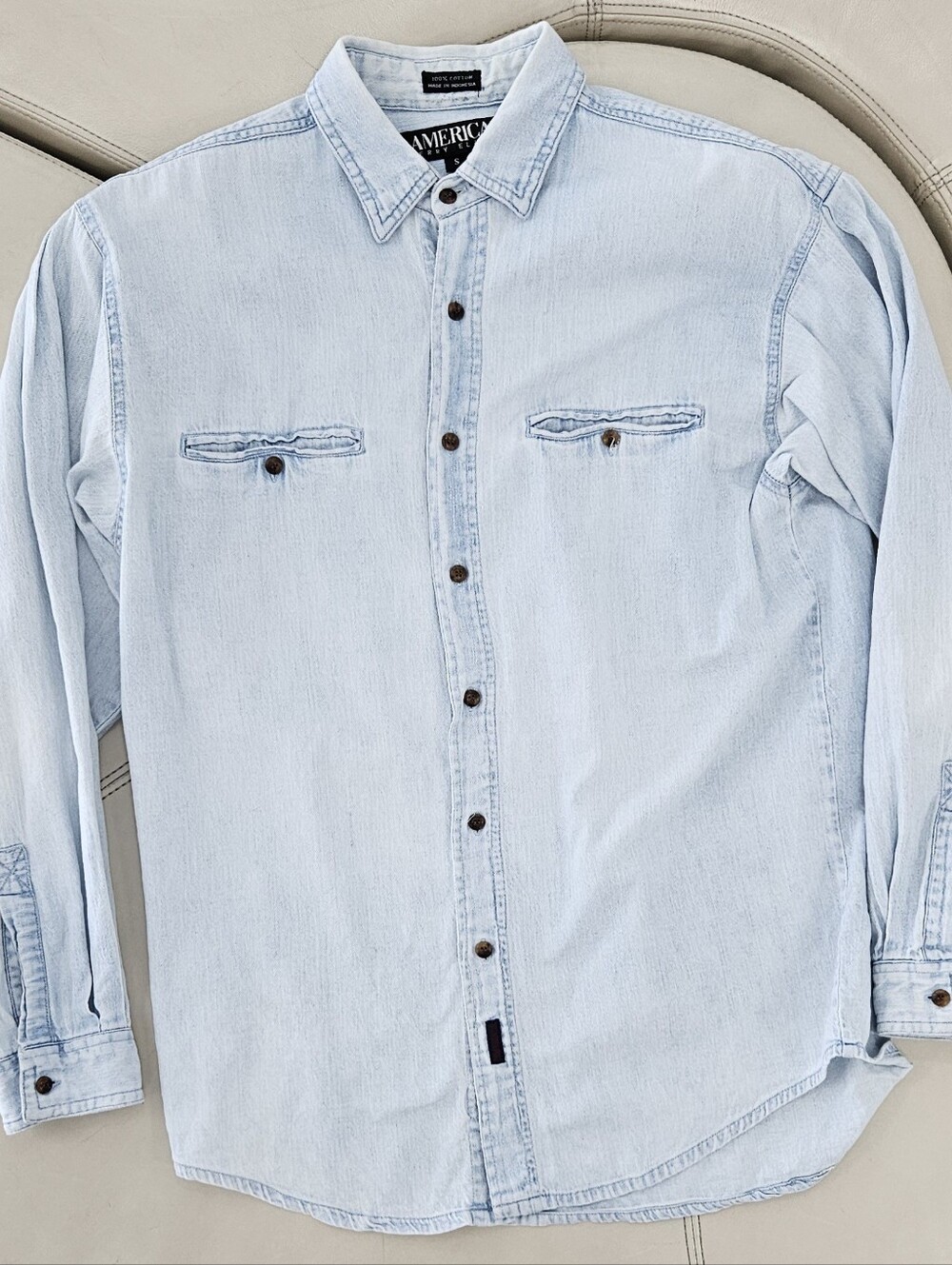 Vintage Perry Ellis Light Blue Denim Button-Down Shirt